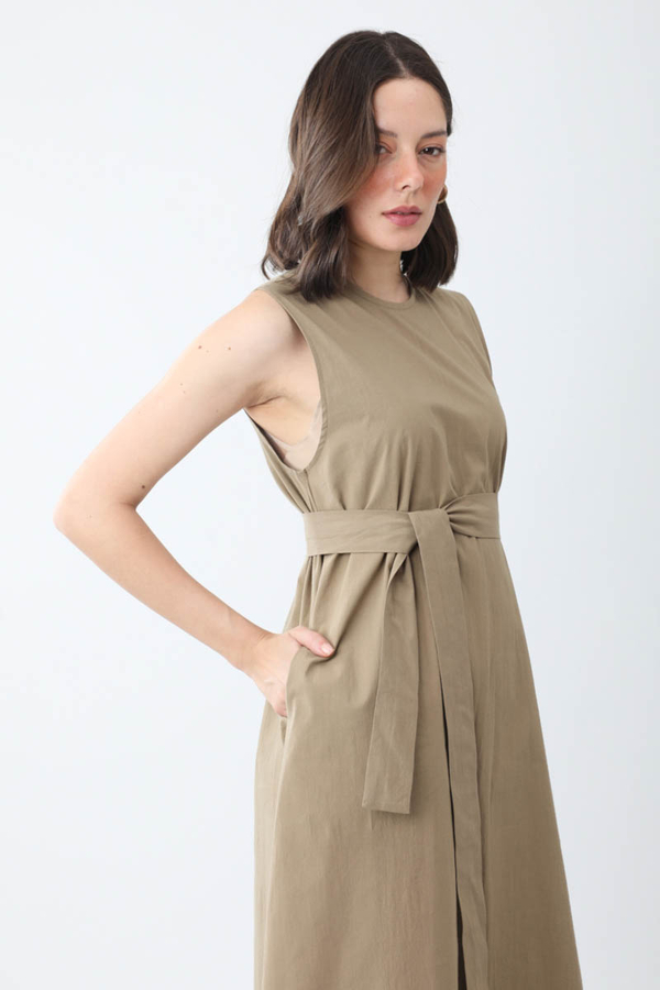 Croplu Elbise Takım Vizon - 6