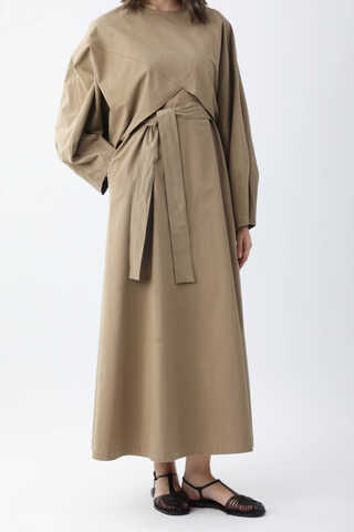 Croplu Elbise Takım Vizon - 11