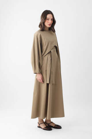 Croplu Elbise Takım Vizon - 10