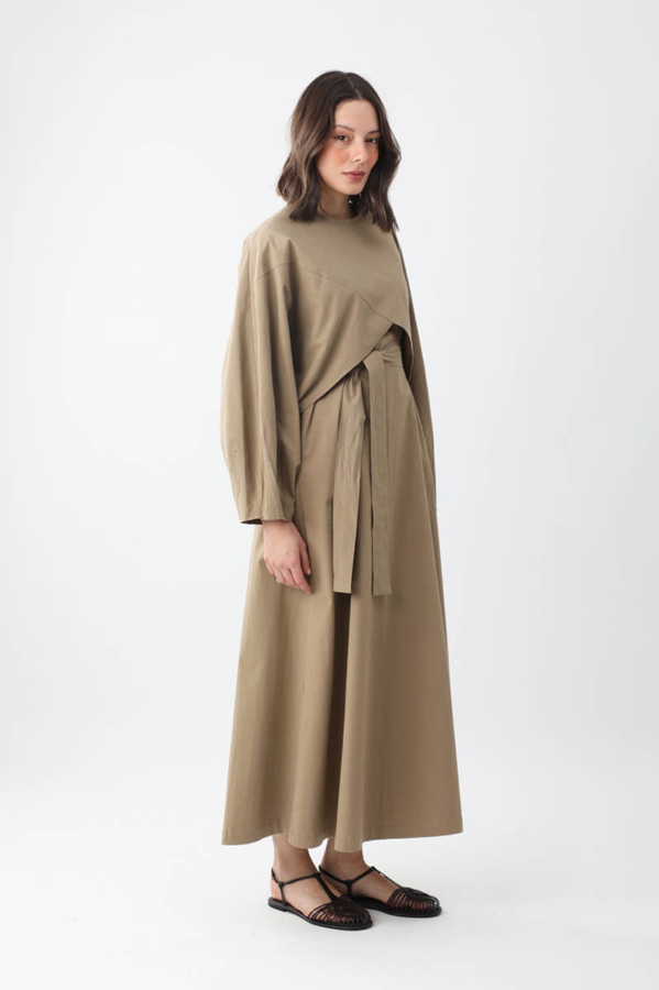 Croplu Elbise Takım Vizon - 10