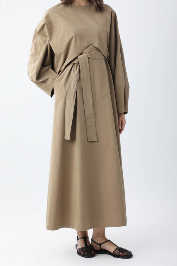 Croplu Elbise Takım Vizon - 11