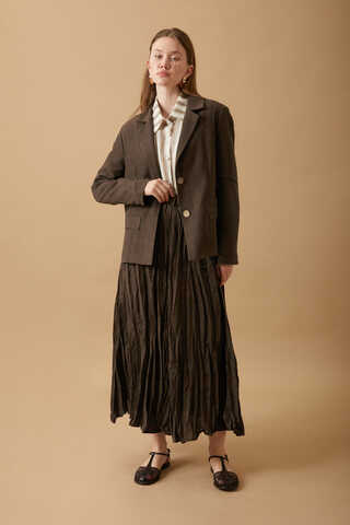 Crushed Skirt Set Brown - 1