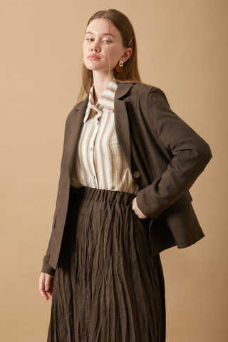 Crushed Skirt Set Brown - 2