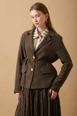 Crushed Skirt Set Brown - 4