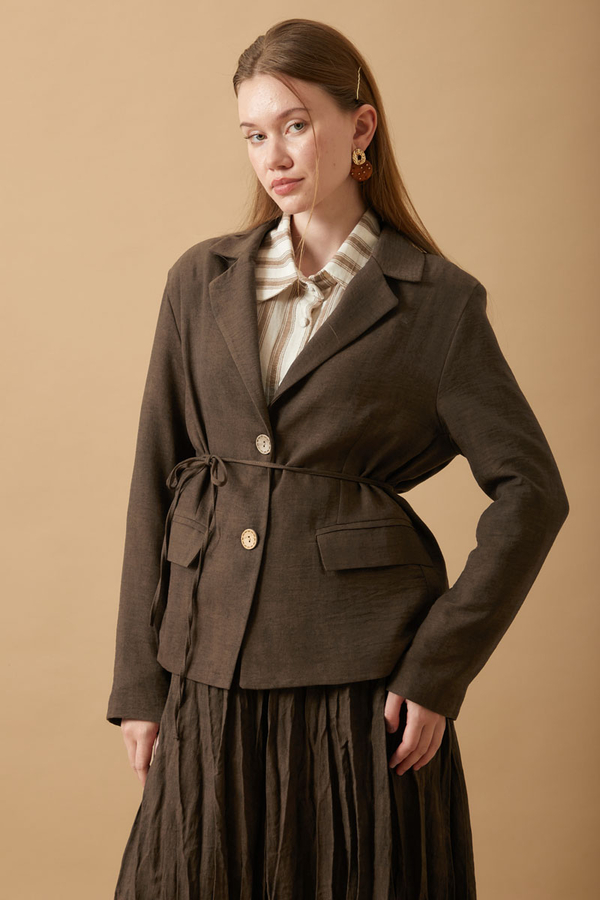 Crushed Skirt Set Brown - 4