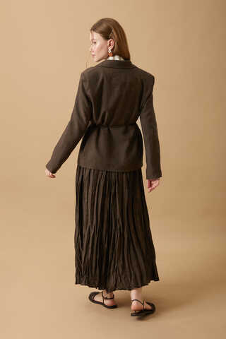 Crushed Skirt Set Brown - 5