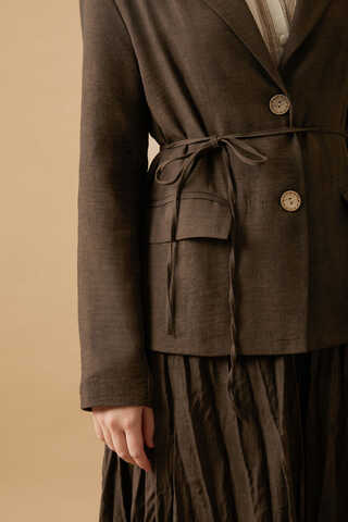 Crushed Skirt Set Brown - 6