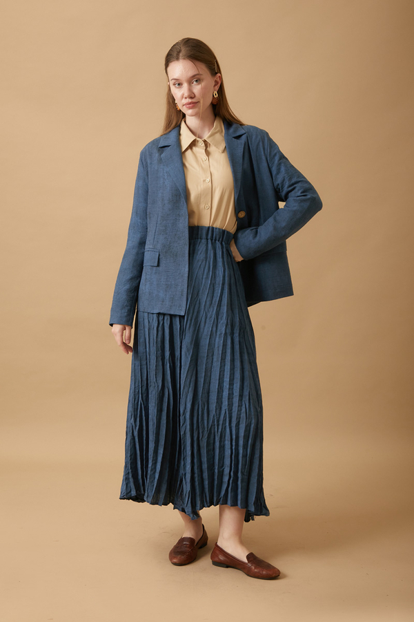 Crushed Skirt Set Indigo - 2