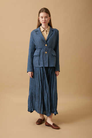 Crushed Skirt Set Indigo - 1