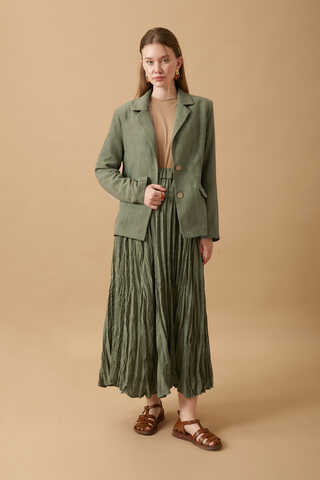 Crushed Skirt Set Khaki - 2