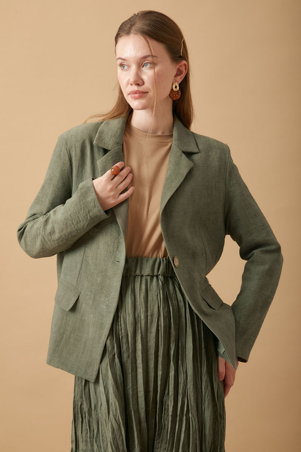 Crushed Skirt Set Khaki 