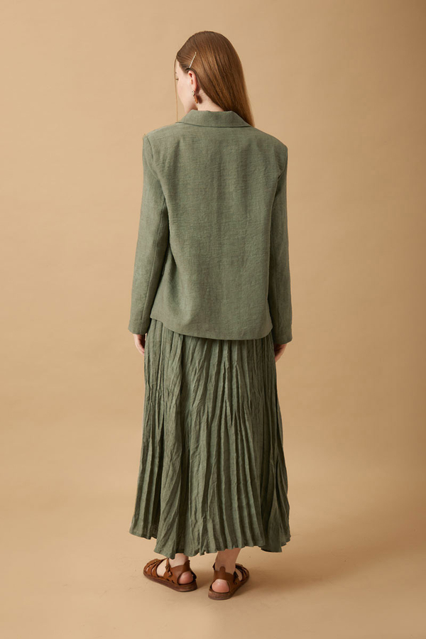 Crushed Skirt Set Khaki - 7