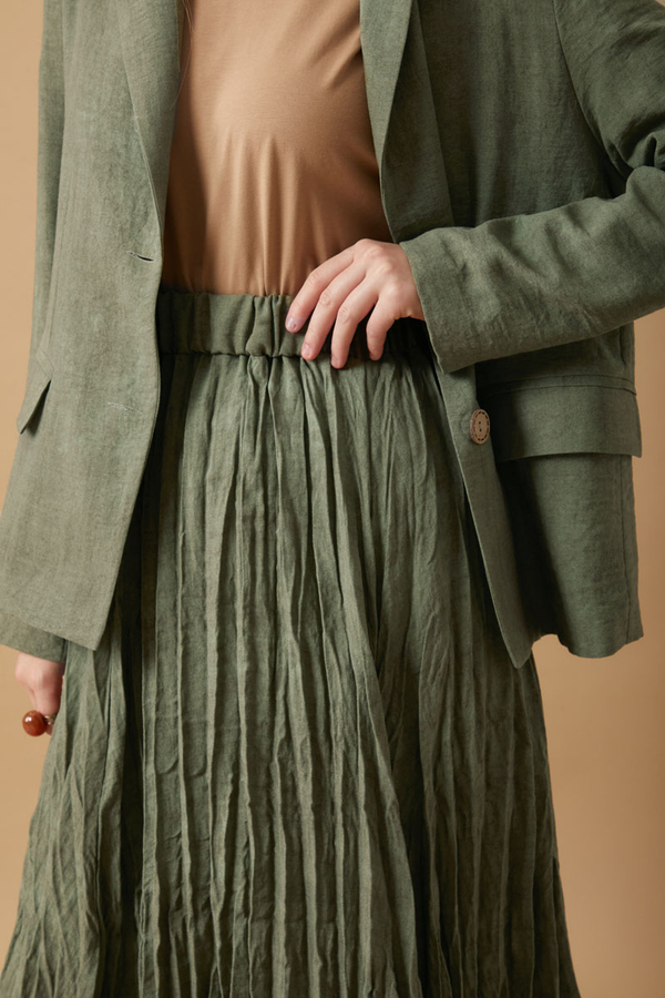 Crushed Skirt Set Khaki - 6