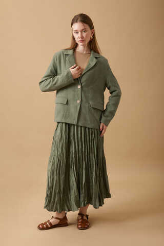 Crushed Skirt Set Khaki - 3