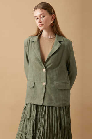 Crushed Skirt Set Khaki - 4