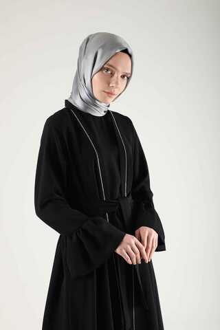 Cuff Flywheel Stone Abaya Suit Black - 4