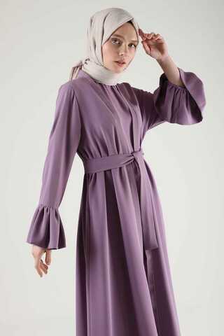 Cuff Flywheel Stone Abaya Suit Lilac - 4