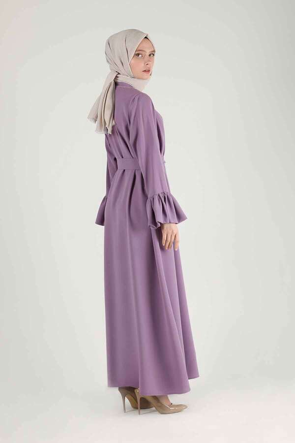 Cuff Flywheel Stone Abaya Suit Lilac - 5