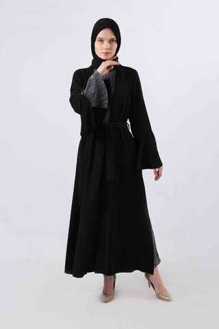 Cuff Slit Abaya Suit Black - 1