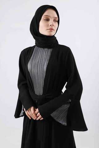 Cuff Slit Abaya Suit Black - 4