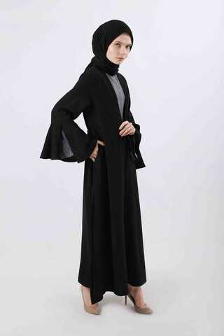 Cuff Slit Abaya Suit Black - 3