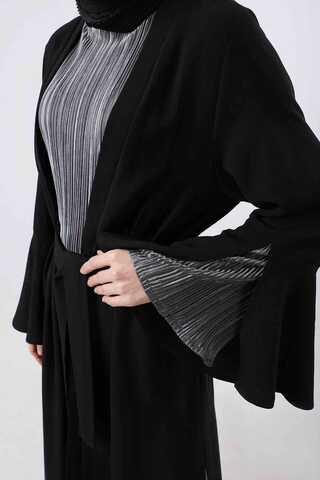 Cuff Slit Abaya Suit Black - 2