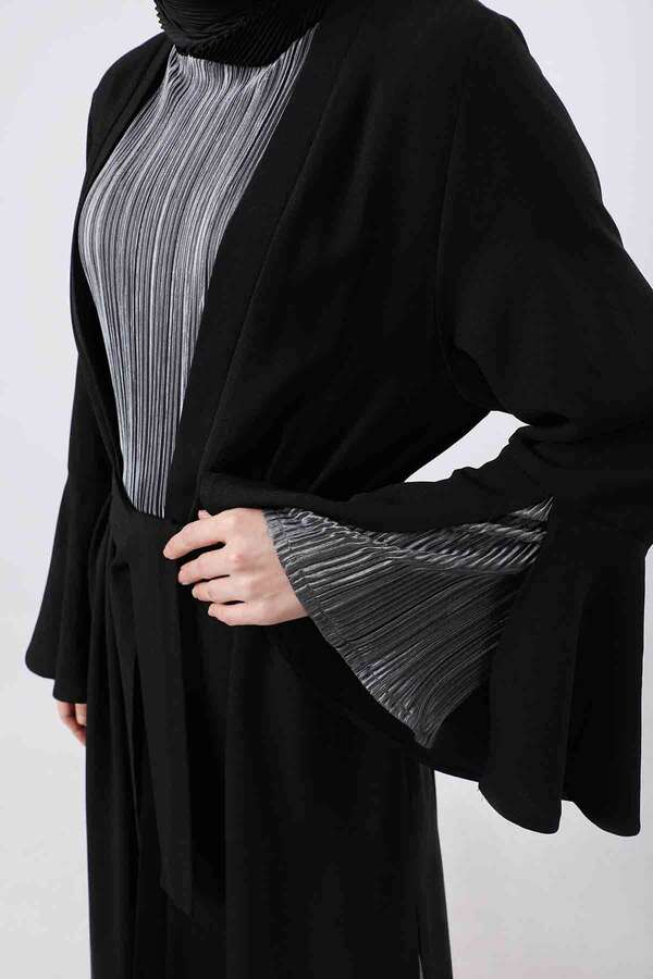 Cuff Slit Abaya Suit Black - 2