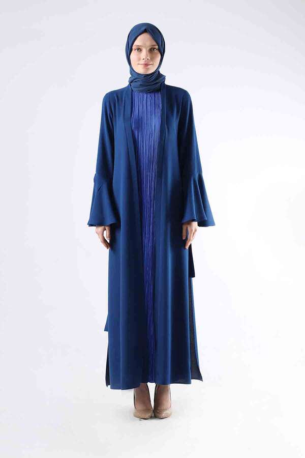 Cuff Slit Abaya Suit Sax Blue - 1