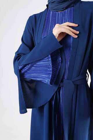 Cuff Slit Abaya Suit Sax Blue - 2
