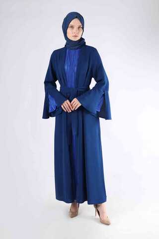 Cuff Slit Abaya Suit Sax Blue - 3