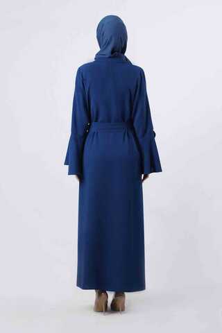 Cuff Slit Abaya Suit Sax Blue - 5