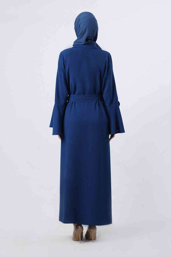 Cuff Slit Abaya Suit Sax Blue - 5