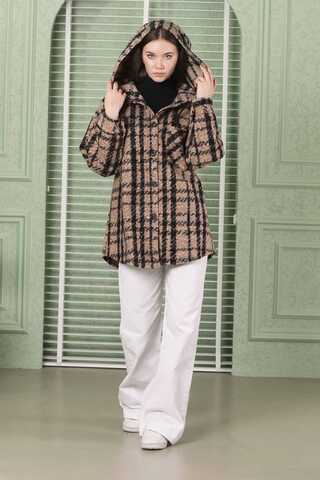 Curly Hooded Shirt Jacket Brown - 6