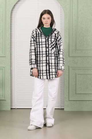 Curly Hooded Shirt Jacket White - 4