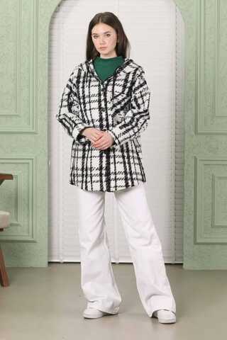 Curly Hooded Shirt Jacket White - 2