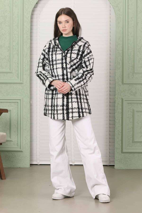 Curly Hooded Shirt Jacket White - 2