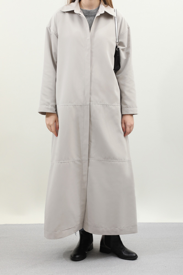 D Tokalı Trençkot Açık Gri - 5