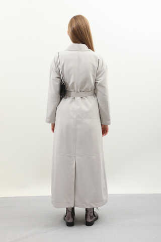 D Tokalı Trençkot Açık Gri - 12