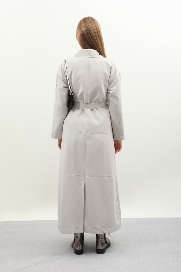 D Tokalı Trençkot Açık Gri - 12