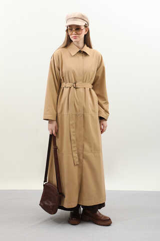 D Tokalı Trençkot Camel - 5