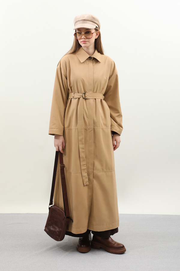 D Tokalı Trençkot Camel - 5