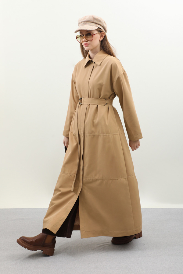 D Tokalı Trençkot Camel - 7