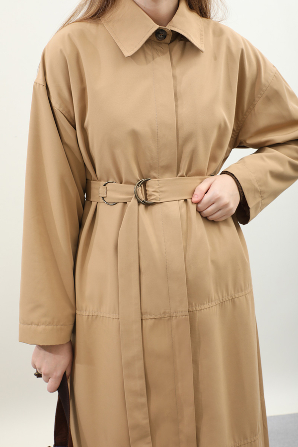 D Tokalı Trençkot Camel - 10