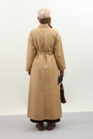 D Tokalı Trençkot Camel - 11