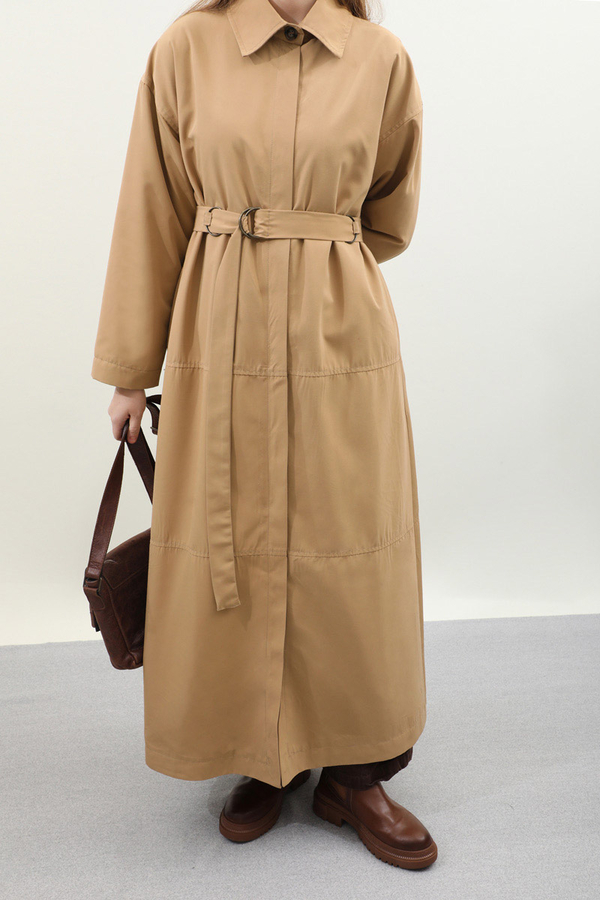 D Tokalı Trençkot Camel - 8