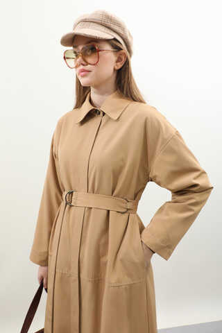 D Tokalı Trençkot Camel - 9