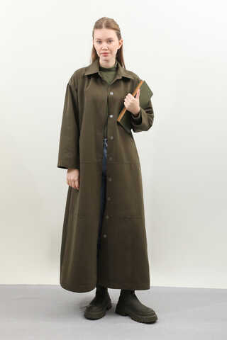 D Tokalı Trençkot Haki - 2