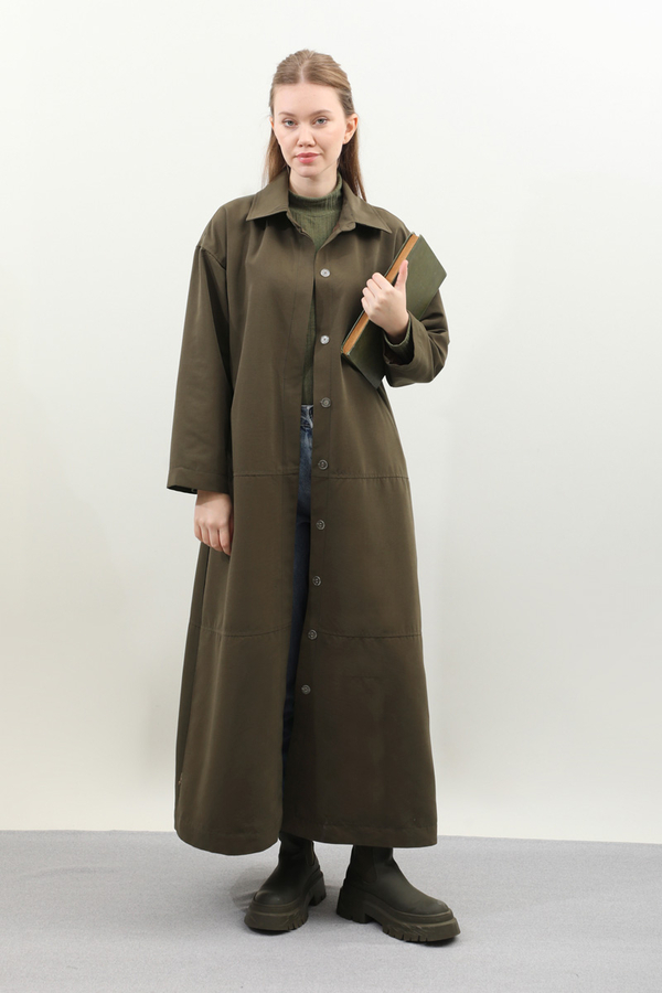 D Tokalı Trençkot Haki - 2