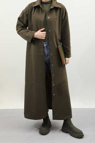 D Tokalı Trençkot Haki - 4