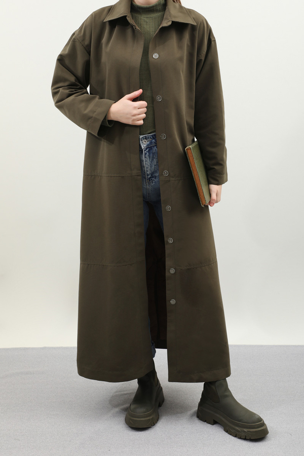 D Tokalı Trençkot Haki - 4